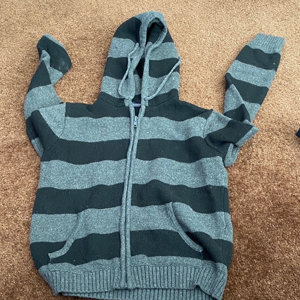 Brandy Melville Charcoal and Black Hooded Cardigan